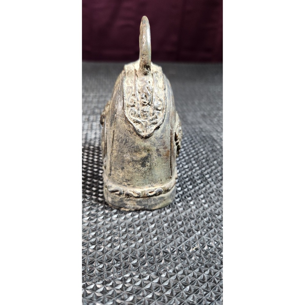 Vintage Bronze Goat Bell Unmarked Small Brown Rustic Farm Animal Patina Decor - Picture 4 of 7